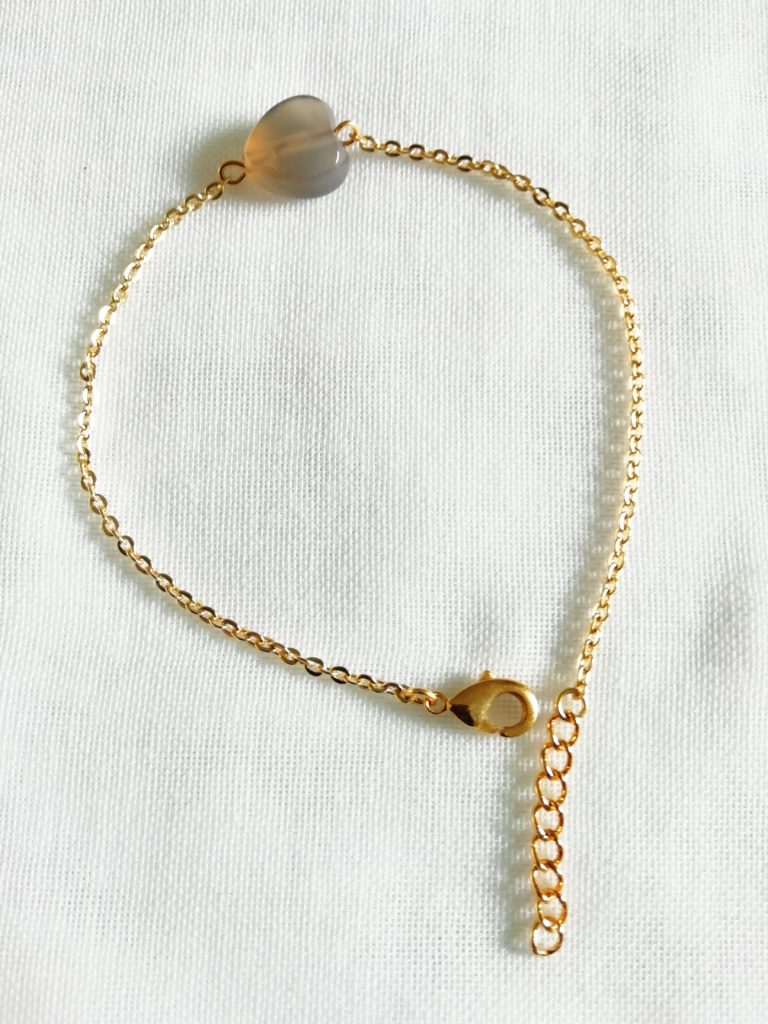 Bracelet Cœur Quartz Fumé, doré à l'or 24 k. 19 €